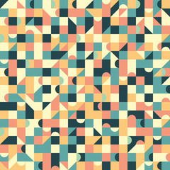 Vintage seamless pattern with squares and semicircle.