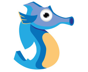 funny blue seahorse cartoon