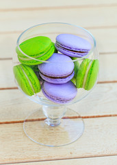 Macarons in glass bowl