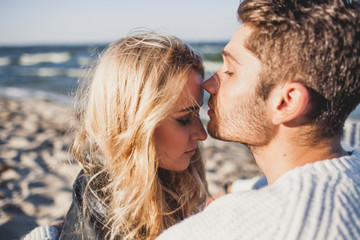 happy couple  at the beach