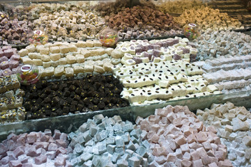 Turkish delight (lokum) in spice bazaar, Istanbul, Turkey