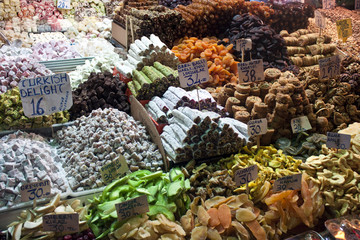 Turkish delight (lokum) in spice bazaar, Istanbul, Turkey