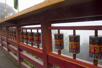 Buddhist prayer wheels in Darjeeling, India