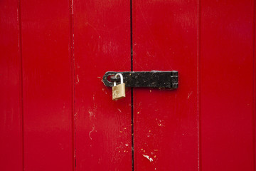Locked red door