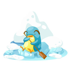 penguin on a bit of ice vector