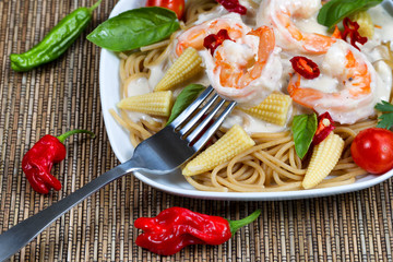 Gourmet creamy Shrimp Pasta