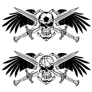 soccer and basketball shield emblem