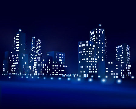 City at night. Vector illustration