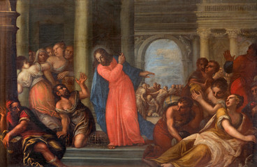 Padua - Paint of Jesus Cleanses the Temple scene