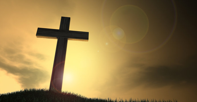 Crucifix On A Hill At Dawn