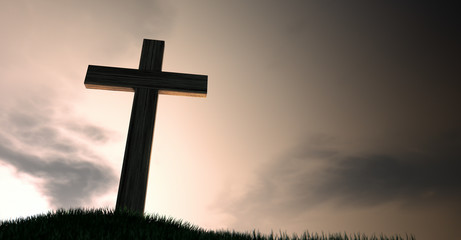 Crucifix On A Hill At Dawn