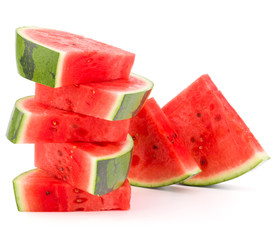 Sliced ripe watermelon isolated on white background cutout