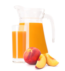 Peach fruit juice in glass jug