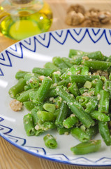 Fried green string beans with walnuts