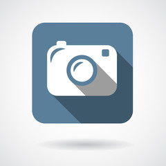 Hipster photo or camera icon with long shadow