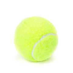 Closeup of tennis ball isolated on white background.