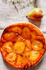 Tarte Tatin with pears and thyme
