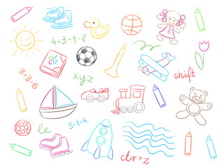 drawing children with toys