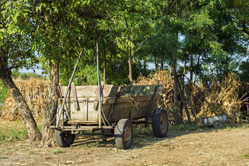 Empty wood carriage