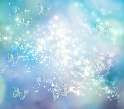 Butterfly Blue Lights Background