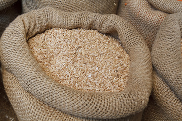 Rice  in jute sack