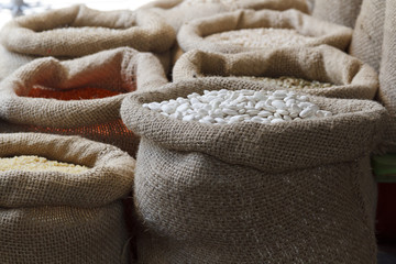 Beans, in jute sack