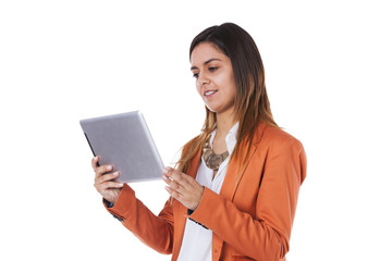 Fototapeta premium Woman holding a tablet
