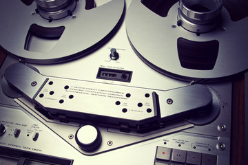 Analog Stereo Open Reel Tape Deck Recorder  Device Closeup