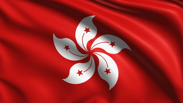 flag of Hong Kong with fabric structure; looping