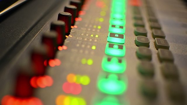 Music Mixer desk table in recording studio