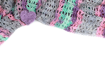 Background with colorful crocheted material