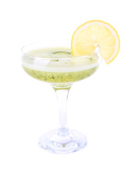 Cucumber cocktail with lemon isolated on white