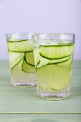 Two glasses of cucumber cocktail