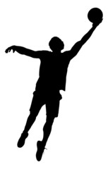 Silhouette Basketball Player Over White Background