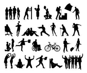 Collage Of Silhouette People Doing Various Activities