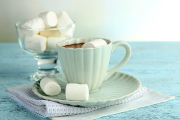 Fototapeta na wymiar Hot chocolate with marshmallows in mug,