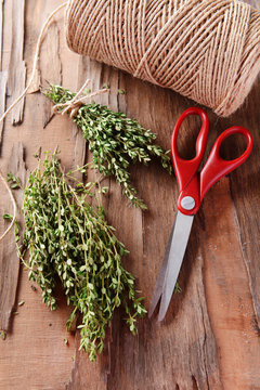 Thyme on table close-up