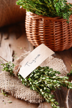 Thyme on table close-up