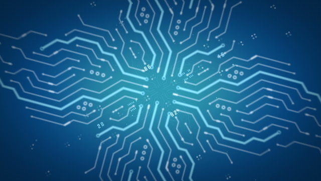 Computer Circuits Blue Zooming