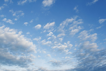 White soft clouds in blue sky