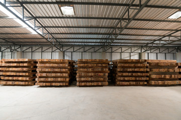 The wooden material in the factory
