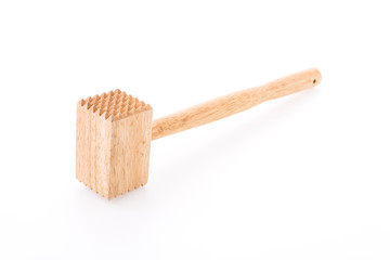 Meat wood hammer isolated on white background