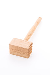 Meat wood hammer isolated on white background
