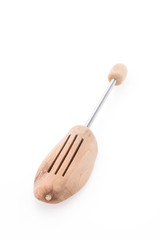 Wooden shoe tree isolated on white background