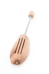 Wooden shoe tree isolated on white background