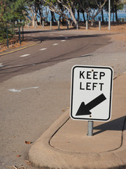 Keep left road sign