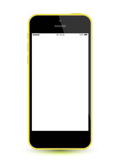 Yellow phone mockup vector