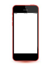 Red smartphone mockup vector realistic