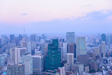 Fototapeta premium Tokio o zmierzchu, kierunek do Shimbashi, Ginza, Asakus