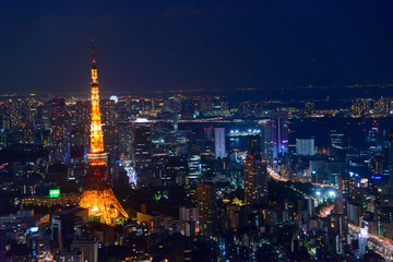 Obraz premium Tokio o zmierzchu, kierunek do Tokyo Tower i Shinagaw